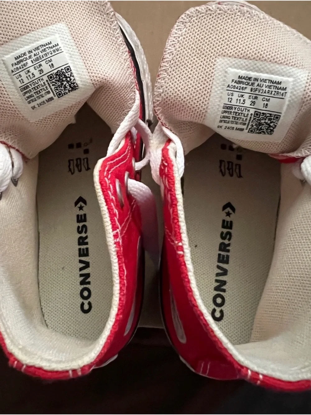 Converse Kids Red High Top platform canvas Sneakers with White Laces